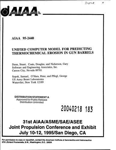 خرید و دانلود نسخه کامل کتاب Unified computer model for predicting thermochemical erosion in gun barrels_68f15dda1fd51.jpeg خرید و دانلود نسخه کامل کتاب Unified computer model for predicting thermochemical erosion in gun barrels