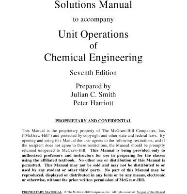 خرید و دانلود نسخه کامل کتاب Unit operations of chemical engineering  [SOLUTIONS MANUAL]