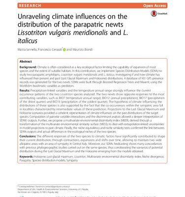 خرید و دانلود نسخه کامل کتاب Unraveling climate influences on the distribution of the parapatric newts Lissotriton vulgaris meridionalis and L. italicus