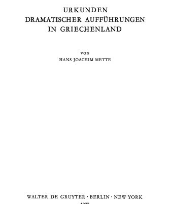 خرید و دانلود نسخه کامل کتاب Urkunden dramatischer Aufführungen in Griechenland