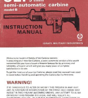 خرید و دانلود نسخه کامل کتاب Uzi 9mm Semi-Automatic Carbine Model B Instruction Manual