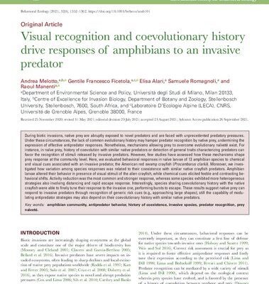 خرید و دانلود نسخه کامل کتاب Visual recognition and coevolutionary history drive responses of amphibians to an invasive predator
