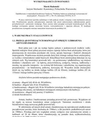 خرید و دانلود نسخه کامل کتاب Warunki pracy luf i związane z tym zagadnienia wytrzymałości i żywotności. / Марек Радомски. Условия работы артиллерийских стволов и связанные с ними вопросы прочности и живучести