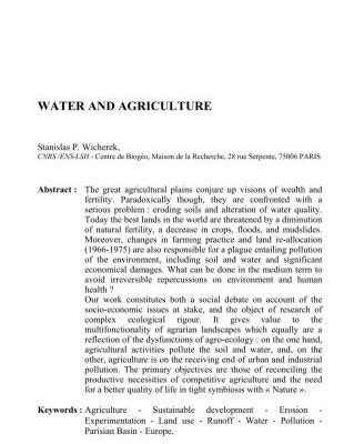 خرید و دانلود نسخه کامل کتاب Water and Agriculture