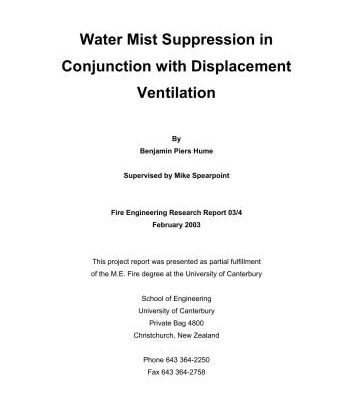 خرید و دانلود نسخه کامل کتاب Water Mist Suppression in Conjunction with Displacement Ventilation
