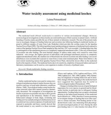 خرید و دانلود نسخه کامل کتاب Water toxicity assessment using medicinal leeches