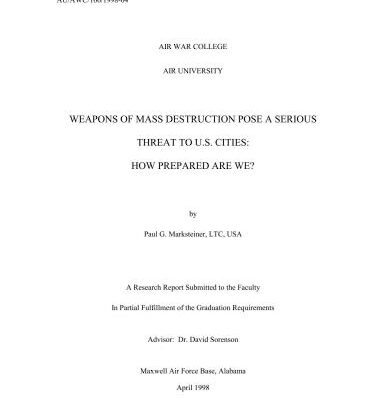خرید و دانلود نسخه کامل کتاب Weapons of Mass Destruction Pose a Serious Threat to U.S. Cities: How Prepared are we?