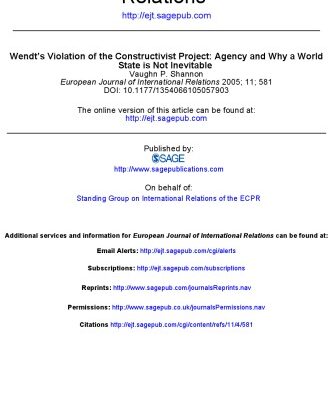 خرید و دانلود نسخه کامل کتاب Wendt’s Violation of the Constructivist Project: Agency and Why a world State is Not Inevitable