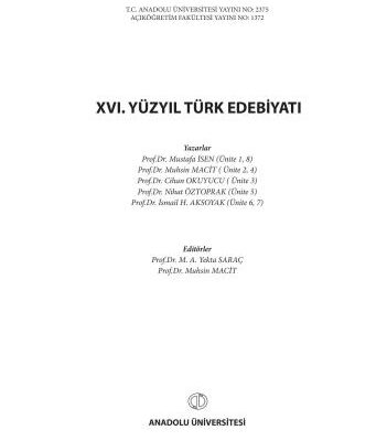 خرید و دانلود نسخه کامل کتاب XVI. Yüzyıl Türk Edebiyatı