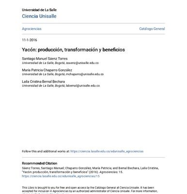 خرید و دانلود نسخه کامل کتاب Yacón (Smallanthus sonchifolius): producción, transformación y beneficios