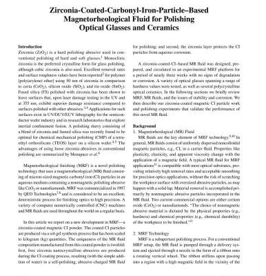 خرید و دانلود نسخه کامل کتاب Zirconia-coated-carbonyl-iron-particle-based magnetorheological fluid for polishing optical glasses and ceramics