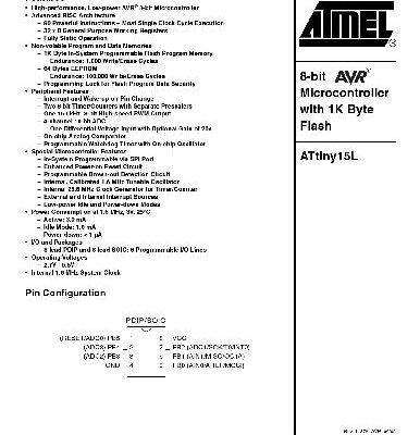 خرید و دانلود نسخه کامل کتاب 8-bit AVR Microcontroller with 1К Byte Flash ATtiny15L