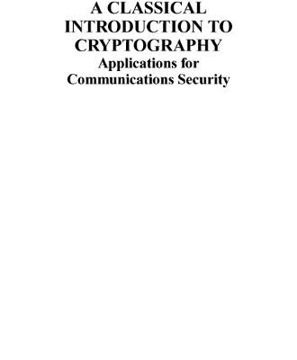 خرید و دانلود نسخه کامل کتاب A Classical Introduction to Cryptography: Applications for Communications Security