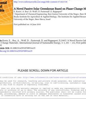 خرید و دانلود نسخه کامل کتاب A novel passive solar greenhouse based on phase-change materials (Новая пассивная теплица с аккумуляторам фазового перехода)