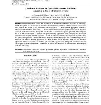 خرید و دانلود نسخه کامل کتاب A review of strategies for optimal placement of distributed generation in power distribution systems