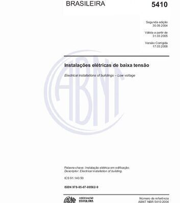خرید و دانلود نسخه کامل کتاب [ABNT NBR 5410:2004 Versão Corrigida: 2008] Instalações elétricas de baixa tensão