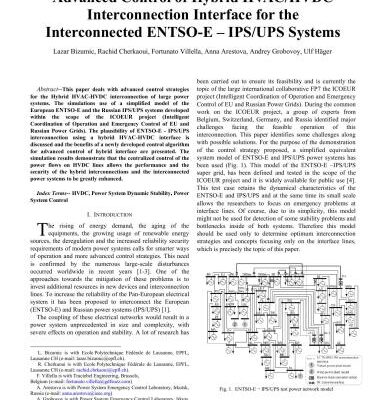 خرید و دانلود نسخه کامل کتاب Advanced Control of Hybrid HVAC/HVDC Interconnection Interface for the Interconnected ENTSO-E – IPS/UPS Systems