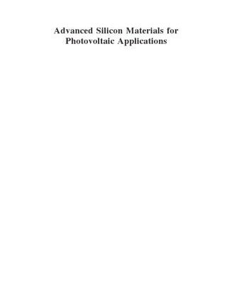 خرید و دانلود نسخه کامل کتاب Advanced Silicon Materials for Photovoltaic Applications