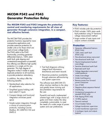 خرید و دانلود نسخه کامل کتاب Alstom MiCOM P342-P343 – Generator Protection Relays. Main Technical Date