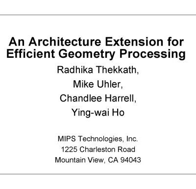 خرید و دانلود نسخه کامل کتاب An Architecture Extension for Efficient Geometry Processing