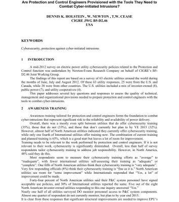 خرید و دانلود نسخه کامل کتاب Are Protection and Control Engineers Provisioned with the Tools They Need to Combat Cyber-initiated Intrusions?