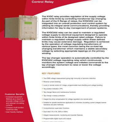 خرید و دانلود نسخه کامل کتاب Areva KVGC 202 – Voltage Regulating Control Relay. Short technical description