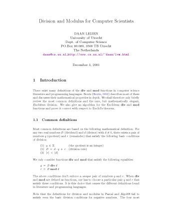 خرید و دانلود نسخه کامل کتاب [Article] Division and Modulus for Computer Scientists