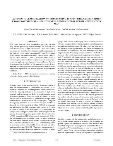 خرید و دانلود نسخه کامل کتاب AUTOMATIC CLASSIFICATION OF TISSUES USING T1 AND T2 RELAXATION TIMES FROM PROSTATE MRI: A STEP TOWARDS GENERATION OF PET/MR ATTENUATION MAP_6906f960b009b.jpeg خرید و دانلود نسخه کامل کتاب AUTOMATIC CLASSIFICATION OF TISSUES USING T1 AND T2 RELAXATION TIMES FROM PROSTATE MRI: A STEP TOWARDS GENERATION OF PET/MR ATTENUATION MAP