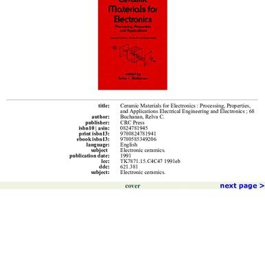 خرید و دانلود نسخه کامل کتاب Ceramic Materials for Electronics: Processing, Properties, and Applications