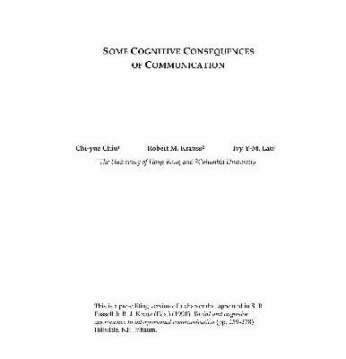 خرید و دانلود نسخه کامل کتاب Cognitive Consequences of Communication
