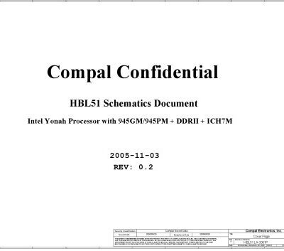 خرید و دانلود نسخه کامل کتاب Compal Confidential : HBL51 Schematics Document : Intel Yonah Processor with 945GM/945PM + DDRII + ICH7M