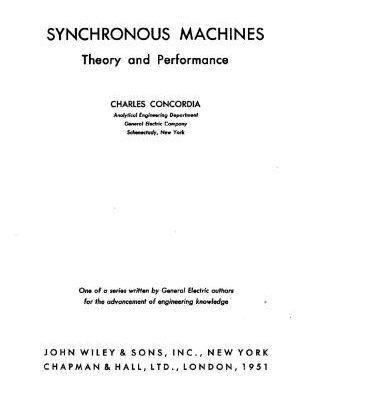 خرید و دانلود نسخه کامل کتاب Concordia Ch.: Synchronous machines – Theory and performance