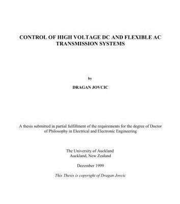 خرید و دانلود نسخه کامل کتاب Control of high voltage DC and flexible AC transmission systems