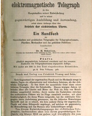 خرید و دانلود نسخه کامل کتاب Der elektromagnetische Telegraph i den Hauptstadien seiner Entwicklung und in seiner gegenwärtigen Ausbildung und Anwendung nebst einem Anhang über den Betrieb elektrischer Uhren