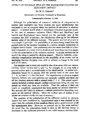 خرید و دانلود نسخه کامل کتاب Effect of Nuclear Spin on the Radiation Excited by Electron Impact