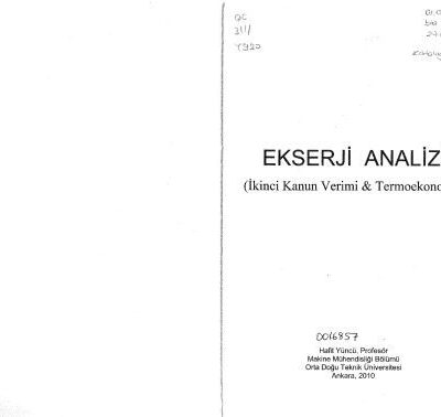 خرید و دانلود نسخه کامل کتاب Ekserji Analizi – İkinci Yasa Verimi & Termoekonomi