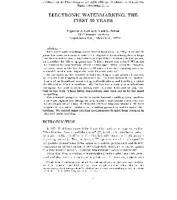 خرید و دانلود نسخه کامل کتاب Electronic watermarking the first 50 years