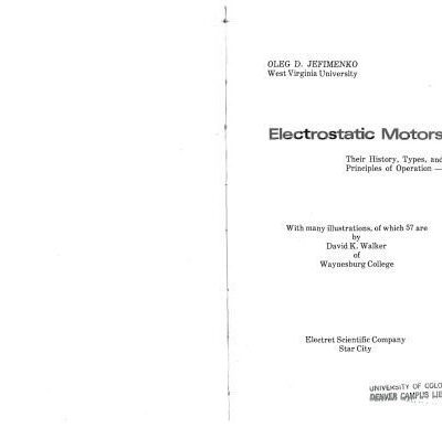 خرید و دانلود نسخه کامل کتاب Electrostatic Motors