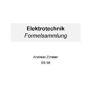 خرید و دانلود نسخه کامل کتاب Elektrotechnik Formelsammlung