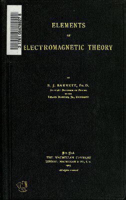 خرید و دانلود نسخه کامل کتاب Elements of Electromagnetic Theory