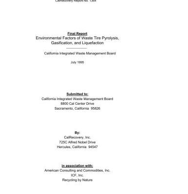 خرید و دانلود نسخه کامل کتاب Environmental Factors of Waste Tire Pyrolysis, Gasification, and Liquefaction – report