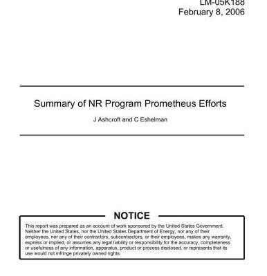 خرید و دانلود نسخه کامل کتاب Eshelman Summary of NR Program Prometheus Efforts