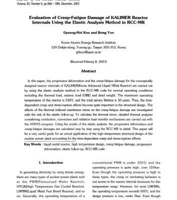 خرید و دانلود نسخه کامل کتاب Evaluation of Creep-Fatigue Damage of KALIMAR Reactor Internals Using the Elastic Analysis Methods in RCC-MR