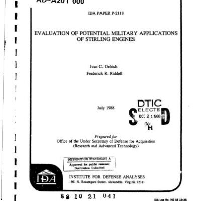 خرید و دانلود نسخه کامل کتاب Evaluation of Potential Military Applications of Stirling Engines. July 1988