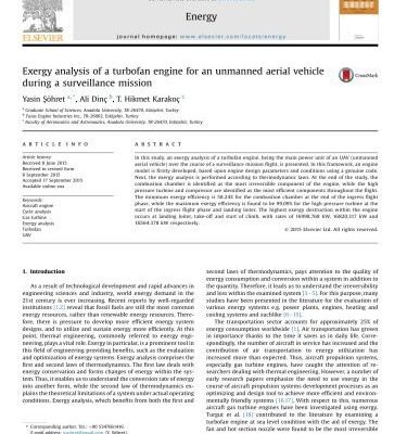 خرید و دانلود نسخه کامل کتاب Exergy analysis of a turbofan engine for an unmanned aerial vehicle during a surveillance mission