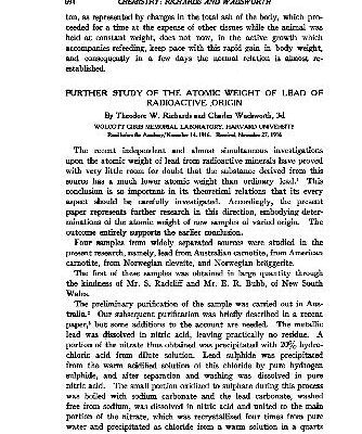 خرید و دانلود نسخه کامل کتاب Further Study of the Atomic Weight of Lead of Radioactive Origin (1916)(en)(7s)
