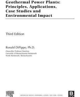 خرید و دانلود نسخه کامل کتاب Geothermal Power Plants. Principles, Applications, Case Studies and Environmental Impact