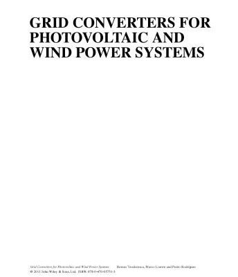 خرید و دانلود نسخه کامل کتاب Grid Converters for Photovoltaic and Wind Power Systems