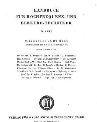 خرید و دانلود نسخه کامل کتاب HANDBUCH FÜR HOCHFREQUENZ- UND ELEKTRO-TECHNIKER
