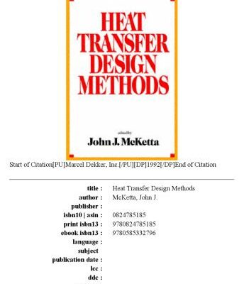 خرید و دانلود نسخه کامل کتاب Heat transfer design methods